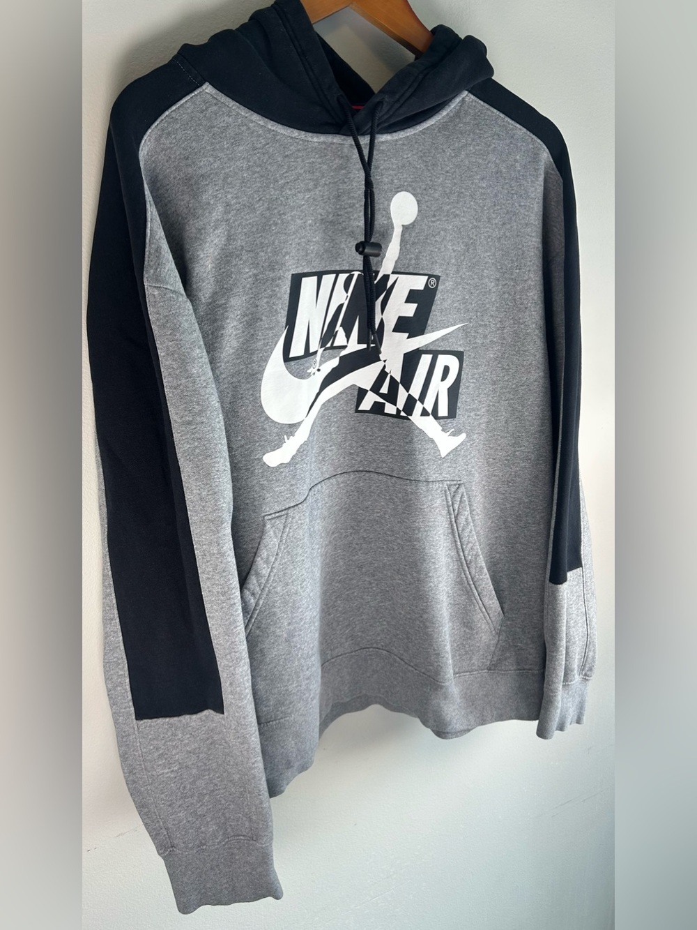 Nike Air Jordan Jumpman Men's Hoodie Sweater XL Gray & Black Drawstring Vintage - Picture 2 of 10